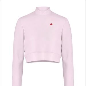 Cotton Cropped Sweatshirt with Cowboy Hat Logo